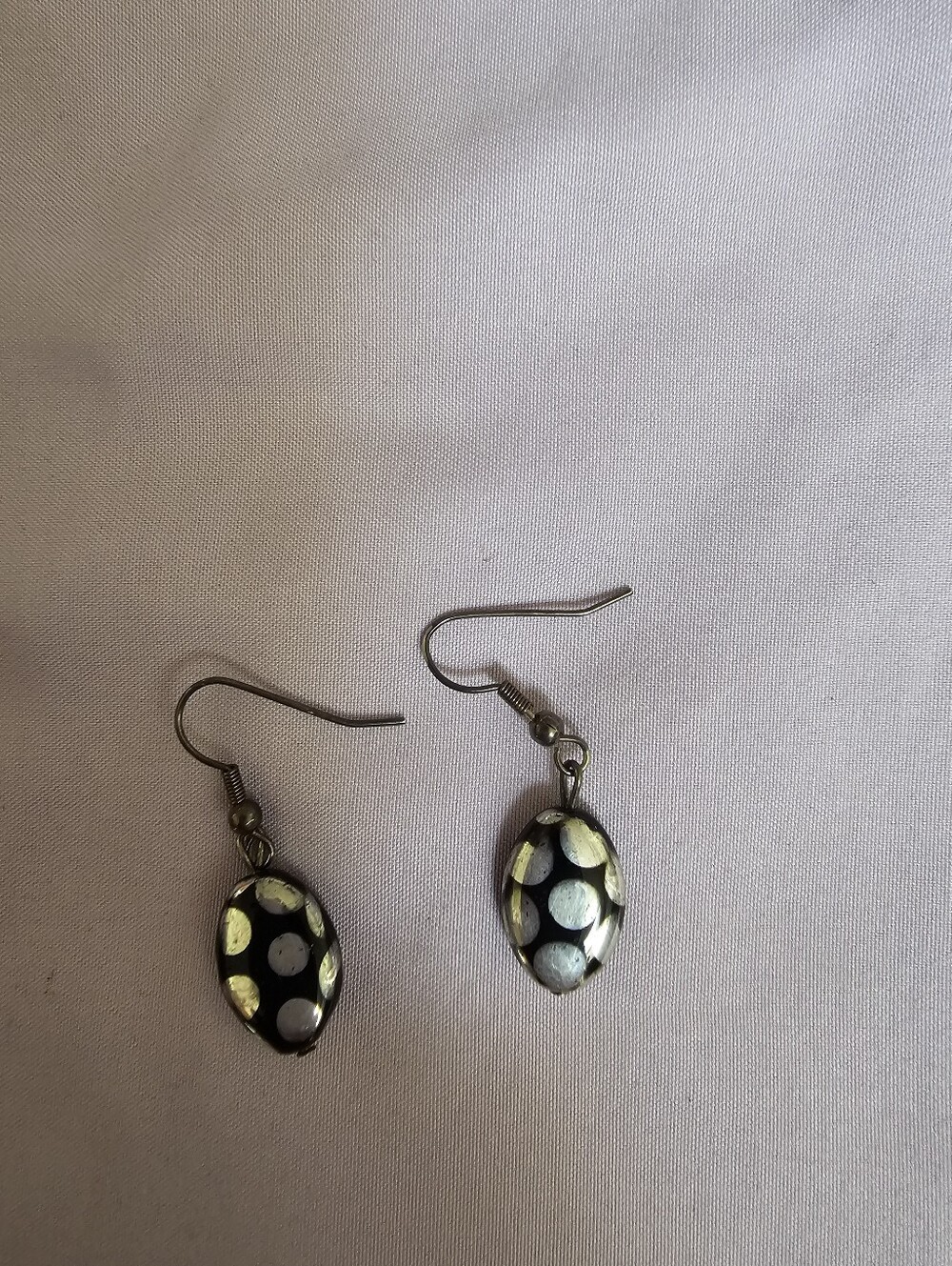 Black and Gold Polka Dot Drop Earrings